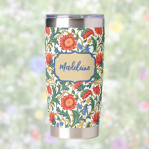 Blumenmuster im Stil von William Morris Blau Rot G