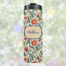 Blumenmuster im Stil von William Morris Blau Rot G