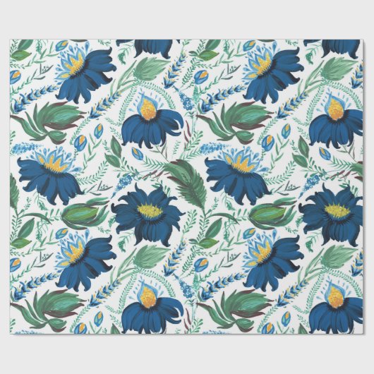 Blumenmuster im ukrainischen Stil Geschenkpapier (Flach)