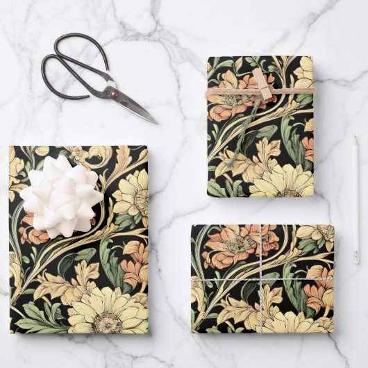 Blumenmuster im viktorianischen Stil Geschenkpapier Set (Vorderseite)