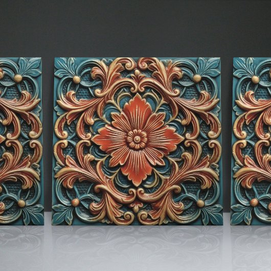Blumenmuster im viktorianischen Stil in Teal und O Fliese