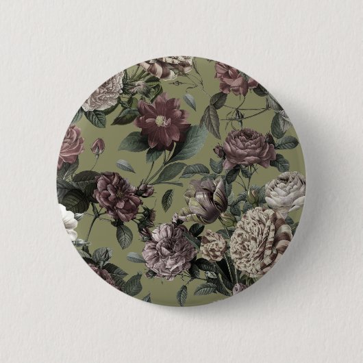 Blumenmuster im Vintage-Stil Button (Vorderseite)