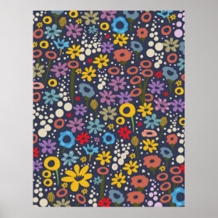 Blumenmuster im Vintage-Stil Poster