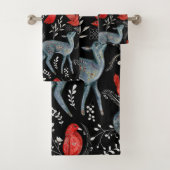 Blumenmuster im Volkskunststil Badhandtuch Set (Insitu)