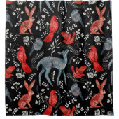 Blumenmuster im Volkskunststil Duschvorhang (Vorderseite)