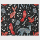 Blumenmuster im Volkskunststil Geschenkpapier (Flach)