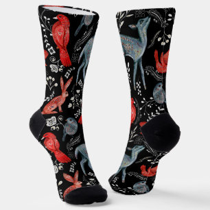 Blumenmuster im Volkskunststil Socken
