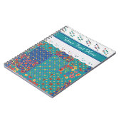 Blumenmuster-Imitate-Patchwork auf Aquamarinen, Im Notizblock (Linke Seite)