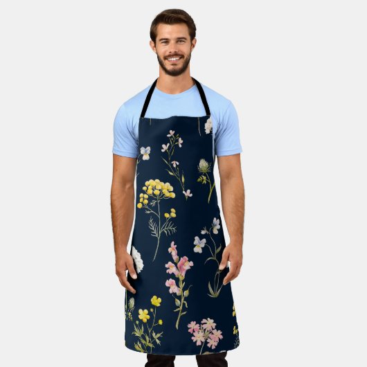 Blumenmuster in Aquarellfarbe, zarte Blume Schürze (Getragen)