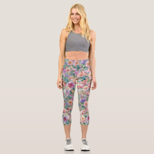 Blumenmuster in Aquarellfarben, Blumenhintergrund Capri Leggings