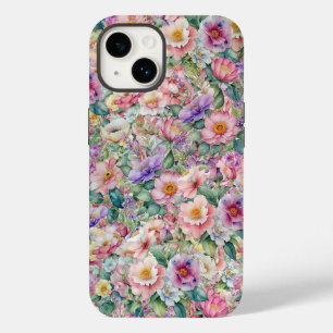 Blumenmuster in Aquarellfarben, Blumenhintergrund Case-Mate iPhone 14 Hülle