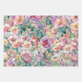 Blumenmuster in Aquarellfarben, Blumenhintergrund Geschenkpapier Set (Vorderseite 3)