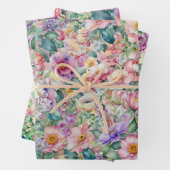 Blumenmuster in Aquarellfarben, Blumenhintergrund Geschenkpapier Set (Beispiel)