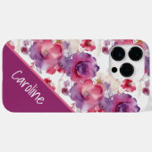 Blumenmuster in Aquarellfarben, rot lila Case-Mate iPhone Hülle (Rückseite (Horizontal))