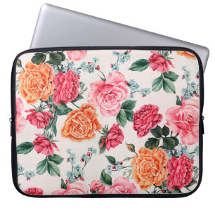 Blumenmuster in Aquarellfarben, Vintag, Blume, Laptopschutzhülle