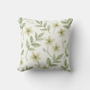 Blumenmuster in Aquarellgrün Kissen