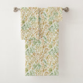 Blumenmuster in Beige und Salbei Badhandtuch Set (Insitu)
