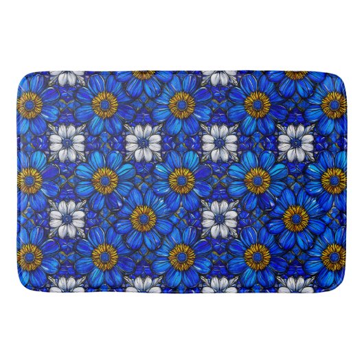Blumenmuster in Blau Badematte (Vorderseite)