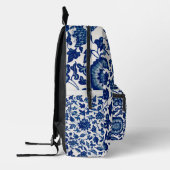 Blumenmuster in Blau Bedruckter Rucksack (Links)