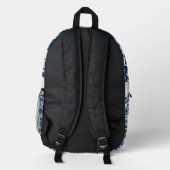 Blumenmuster in Blau Bedruckter Rucksack (Rückseite)