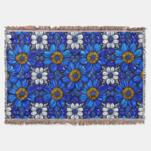 Blumenmuster in Blau Decke (Vorderseite)