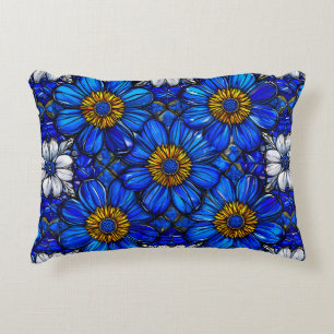 Blumenmuster in Blau Dekokissen