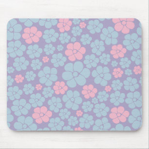 Blumenmuster in Blau, Lila und Rosa Mousepad