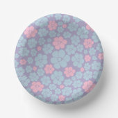 Blumenmuster in Blau, Lila und Rosa Pappteller (Vorderseite)