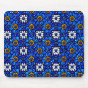 Blumenmuster in Blau Mousepad