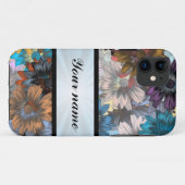 Blumenmuster in Blau und Braun Case-Mate iPhone Hülle (Rückseite (Horizontal))