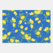 Blumenmuster in Blau und Gelb Lemons Geschenkpapier Set (Vorderseite 3)