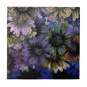 Blumenmuster in Blau und Orange Fliese (Vorderseite)
