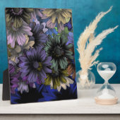 Blumenmuster in Blau und Orange Fotoplatte (Seite)