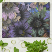 Blumenmuster in Blau und Orange Geschirrtuch (Gefaltet)