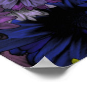 Blumenmuster in Blau und Orange Poster (Ecke)