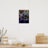 Blumenmuster in Blau und Orange Poster (Küche)