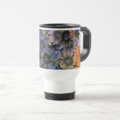 Blumenmuster in Blau und Orange Reisebecher (VorderseiteRechts)