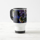 Blumenmuster in Blau und Orange Reisebecher (Vorderseite Links)