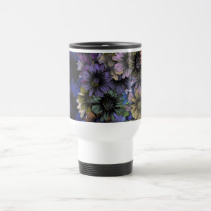 Blumenmuster in Blau und Orange Reisebecher