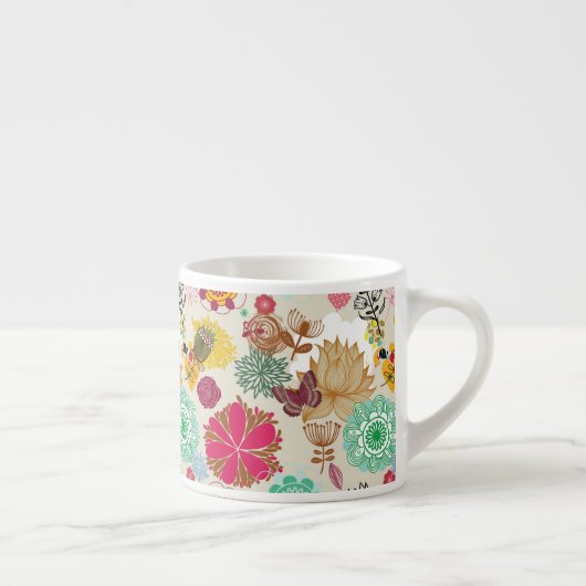 Blumenmuster in der Retro Art Espressotasse (Rechts)