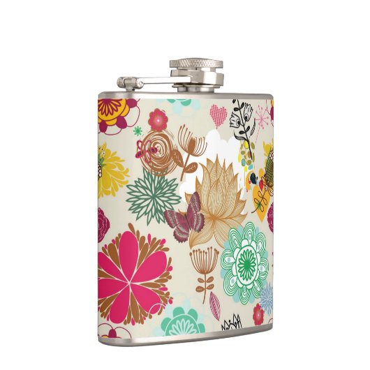 Blumenmuster in der Retro Art Flachmann (Rechts)