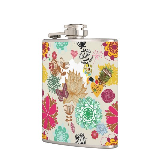 Blumenmuster in der Retro Art Flachmann (Links)