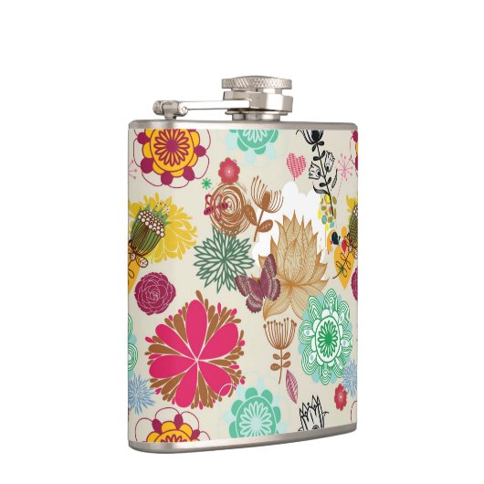 Blumenmuster in der Retro Art Flachmann (Rechts)