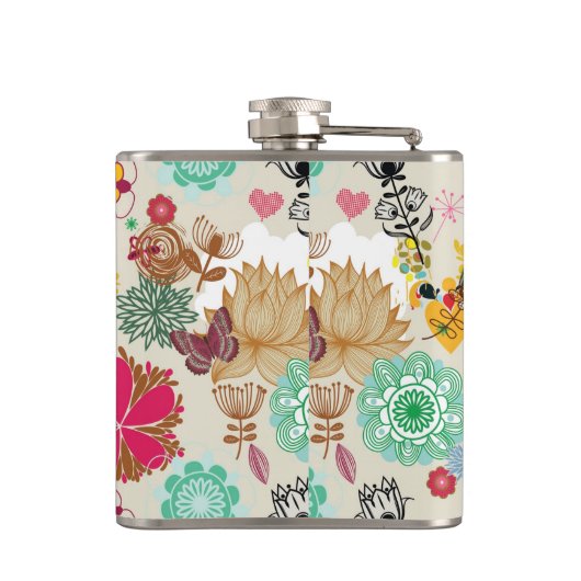 Blumenmuster in der Retro Art Flachmann (Rückseite)