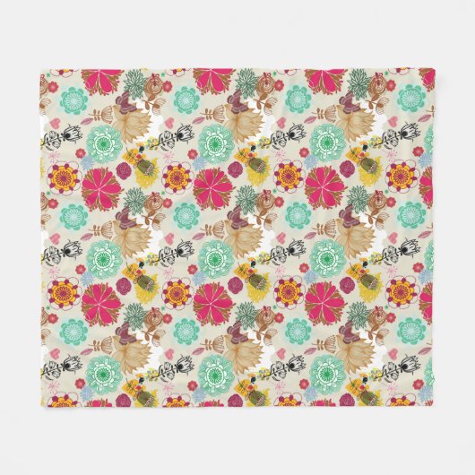 Blumenmuster in der Retro Art Fleecedecke (Vorderseite (Horizontal))