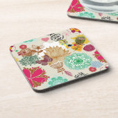 Blumenmuster in der Retro Art Getränkeuntersetzer (Linke Seite)