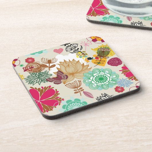 Blumenmuster in der Retro Art Getränkeuntersetzer (Linke Seite)