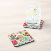 Blumenmuster in der Retro Art Getränkeuntersetzer (Rechte Seite)