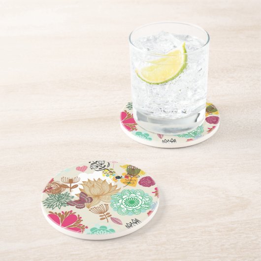 Blumenmuster in der Retro Art Getränkeuntersetzer (Seite)