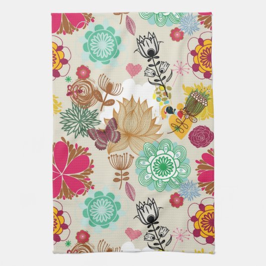 Blumenmuster in der Retro Art Handtuch (Vertikal)